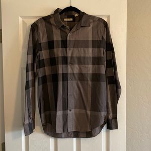 Mens Burberry Check and Stripe Cotton Flannel Shirt